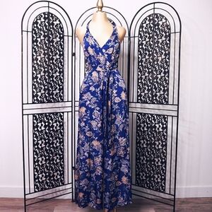 Elegant Anthropologie Jumpsuit in Navy Blue, Paisley Pattern Size XS